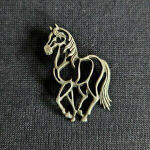 Vintage JJ Jonette Jewelry Company pewter horse pin.